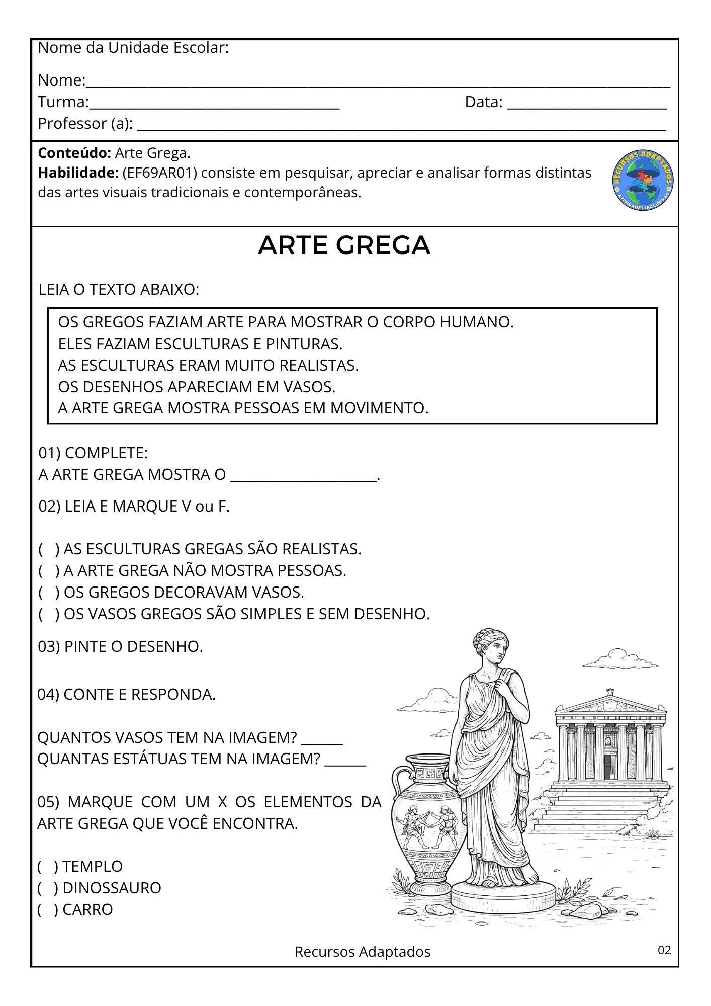 Atividades Autismo 7⁰ ano – ARTE - Imagem 4