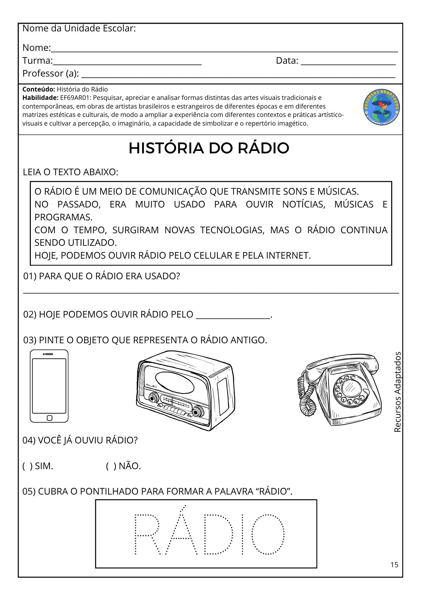 Atividades Autismo 8⁰ ano – ARTE - Imagem 4