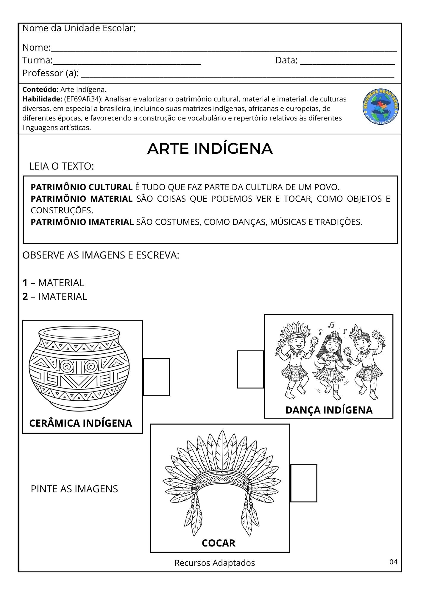 Atividades Autismo 6⁰ ano – ARTE - Imagem 4