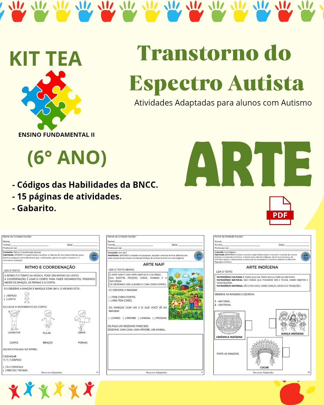Atividades Autismo 6⁰ ano – ARTE