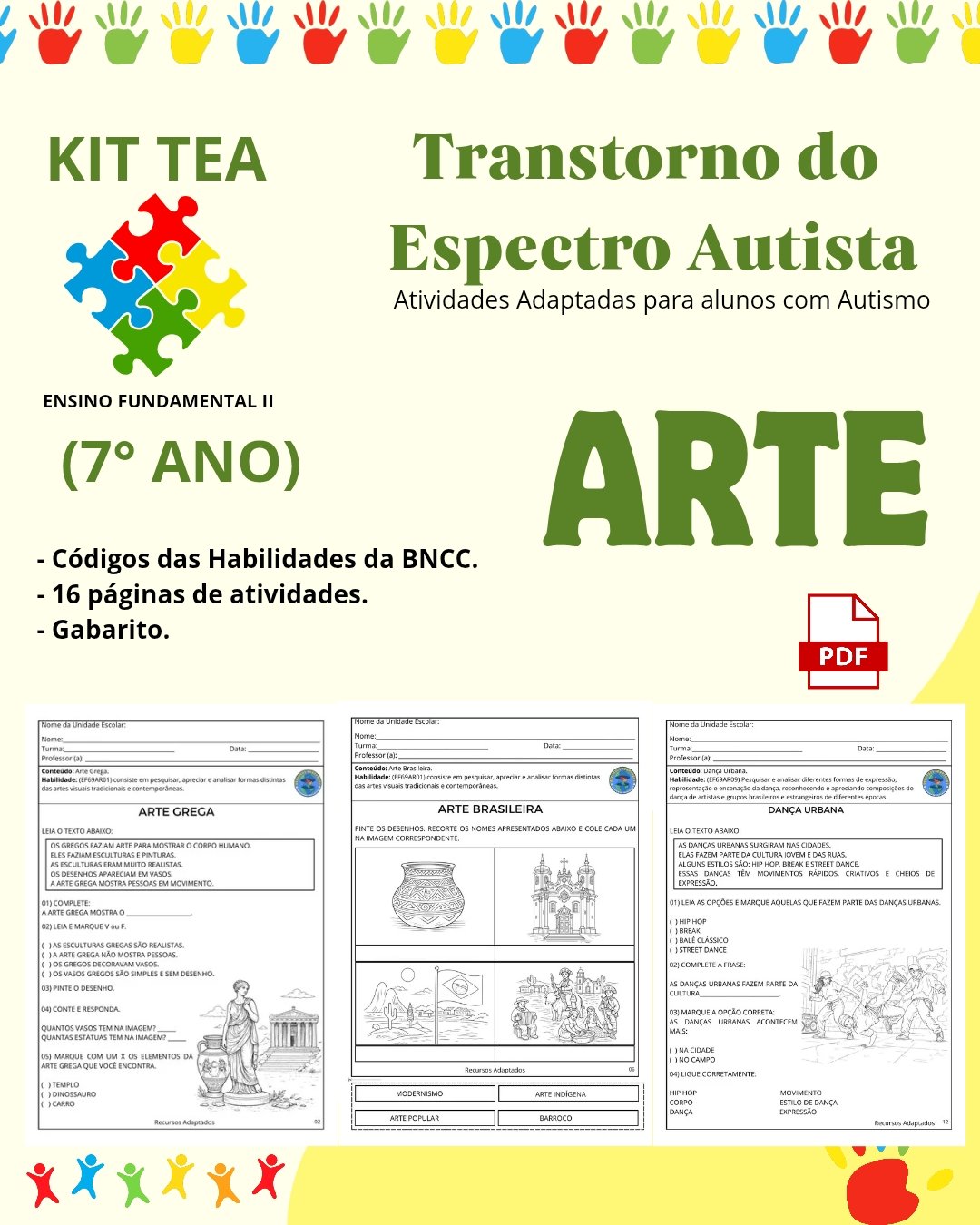 Atividades Autismo 7⁰ ano – ARTE