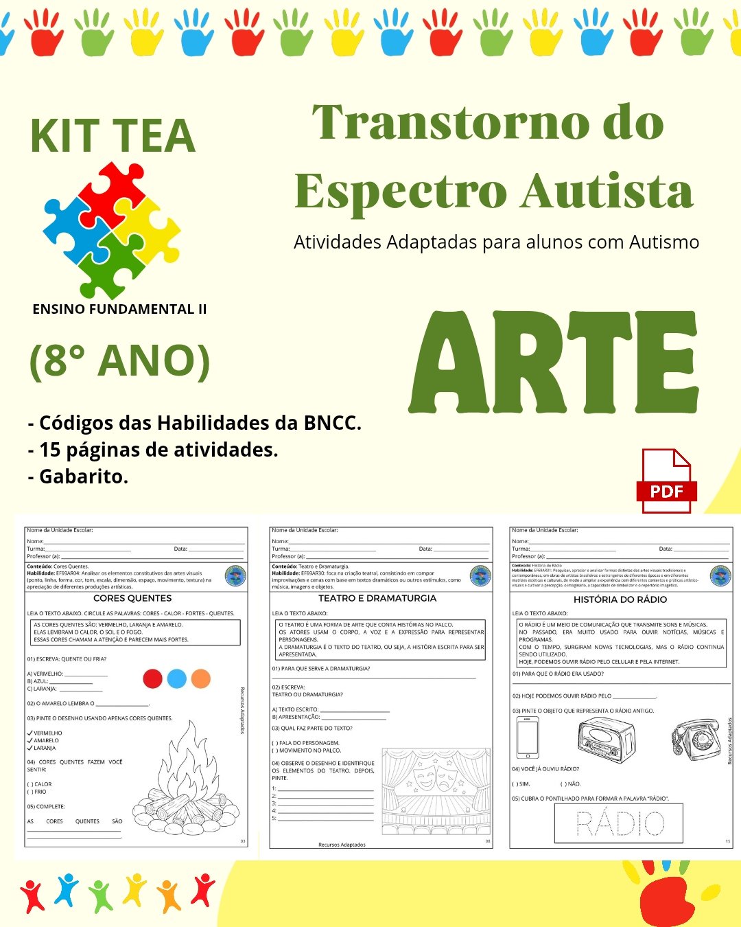 Atividades Autismo 8⁰ ano – ARTE