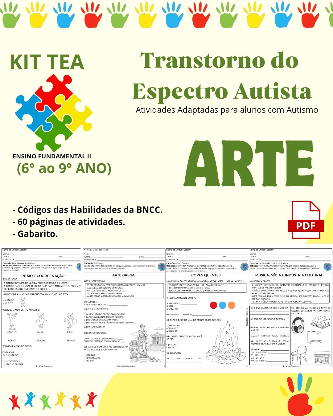 Atividades Autismo 6º ao 9º ARTE – KIT 01