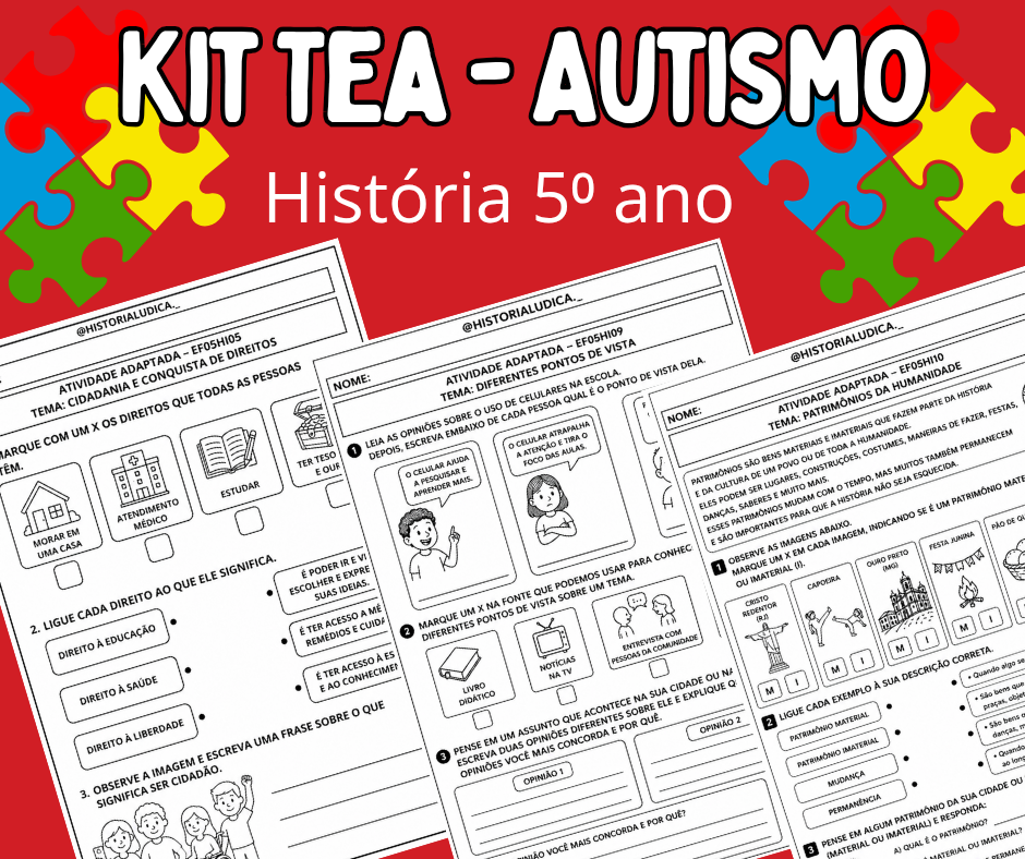 Atividades para Autistas 5⁰ ano – História